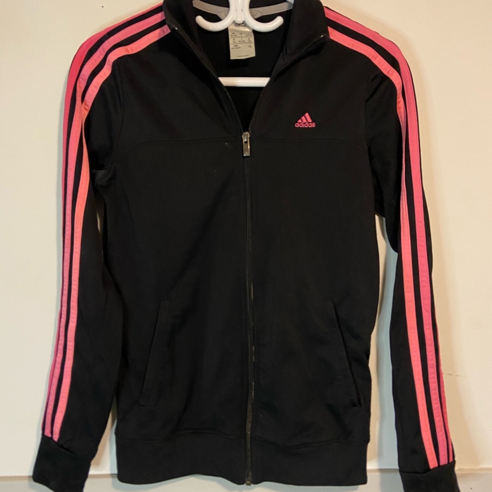 Black Adidas Zip Up Athletic Sweater